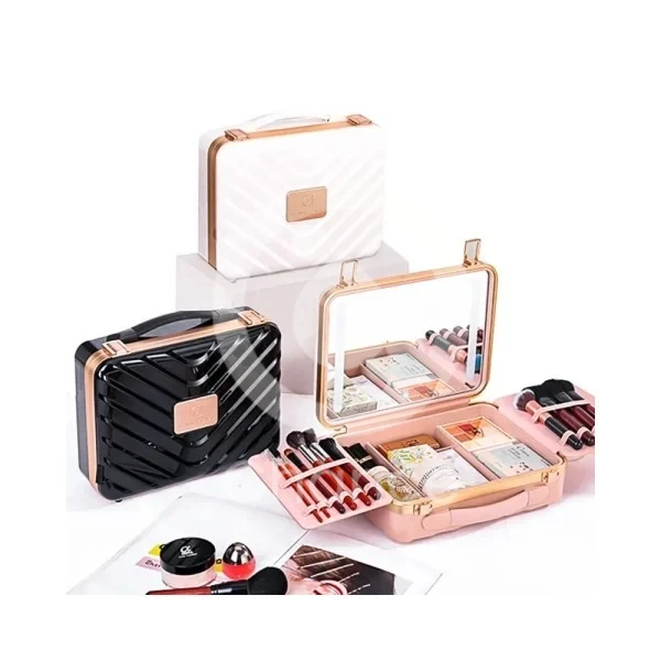 ذكي المحمولة ماكياج مربع مريح محمول باليد هيكل عالي الجودة مفتاح اللمس مرآة ذكية التعتيم اللانهائي بطارية بسعة 6000 مللي أمبير يعمل بالطاقة من الغبار والرطوبة مرآة ضوء دافئ – مكياج أجواء الحفلات ضوء محايد - مكياج نشاط خارجي ضوء أبيض - مكياج التنقل اليومي المواد - غلاف بلاستيكي متقاطع من جلد منقوش.